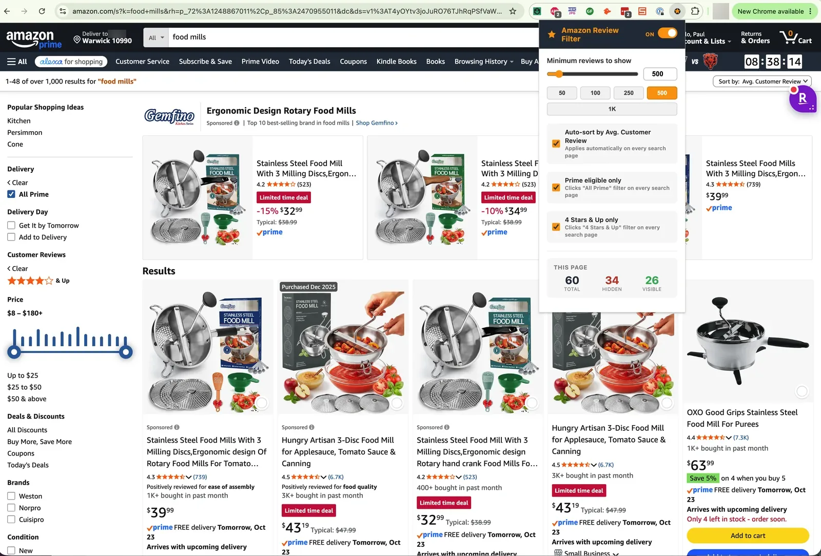 Amazon Review Filter screen 1