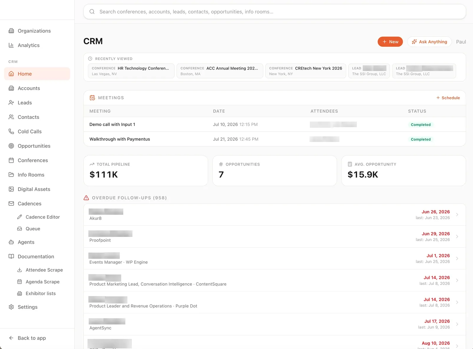 Bespoke CRM screen 1