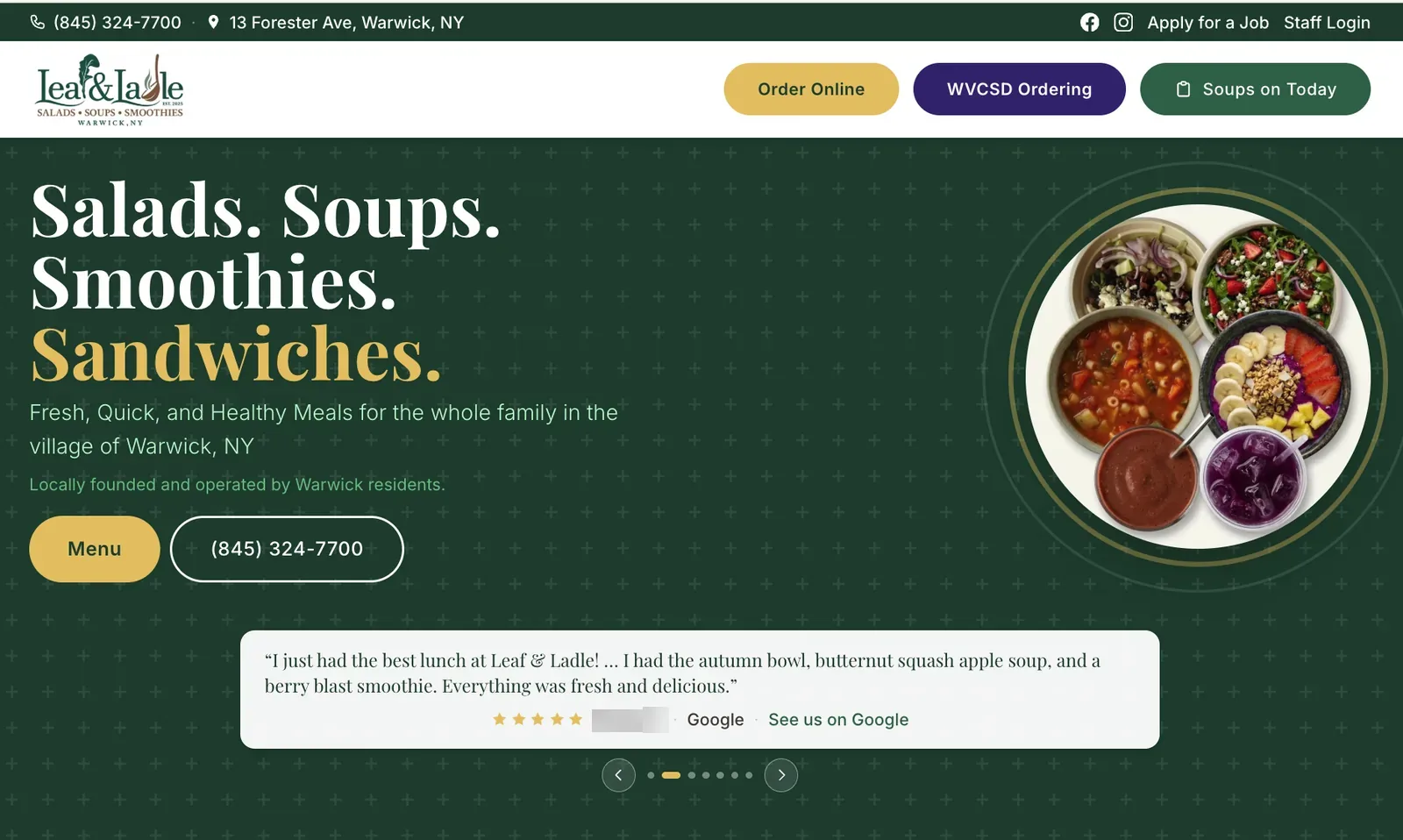 Leaf & Ladle website